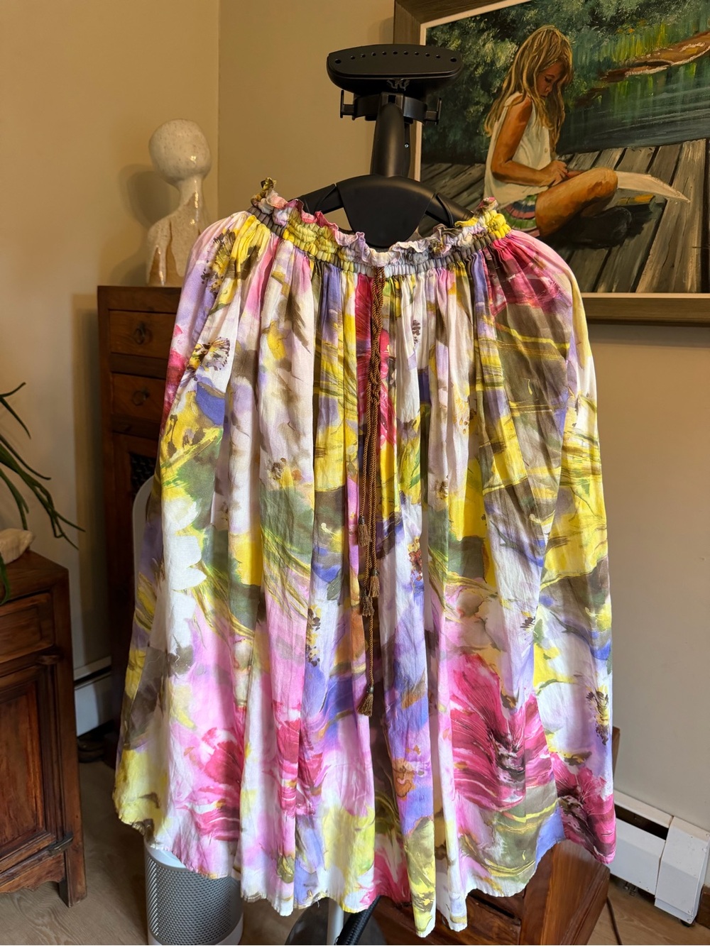 Boho Floral Watercolor Midi Skirt - Multicolor